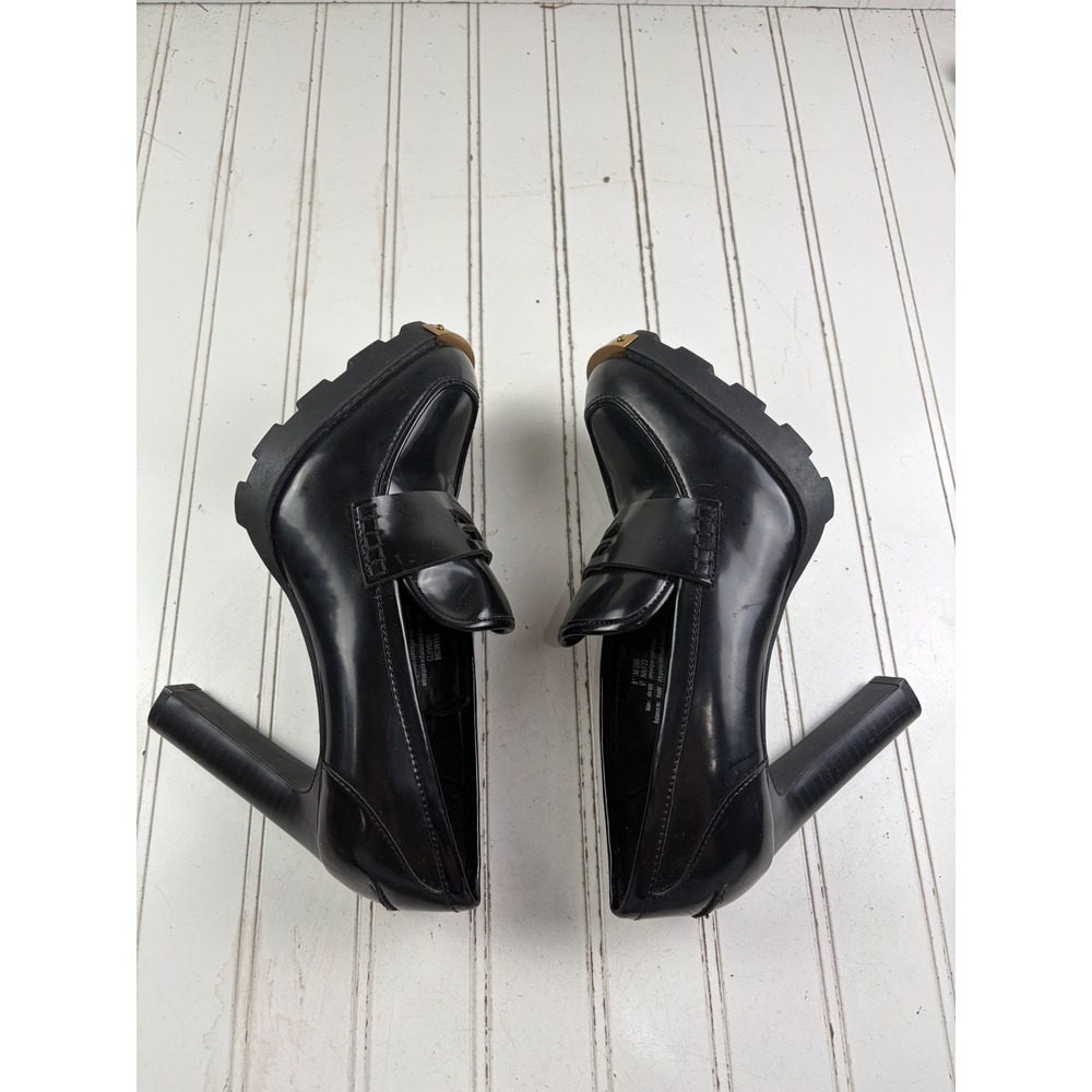 Karl Lagerfeld Vintage Virna Black Patent Platform Loafer Heels Women's Size 8.5 - Picture 9 of 10